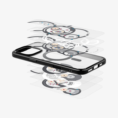 ACS09193 - iPhone 16 Pro Case c11 Series Chronos Edition (MagFit + Camera Control) in Chronos showing the layers of the case back cover design hovering above the below the case