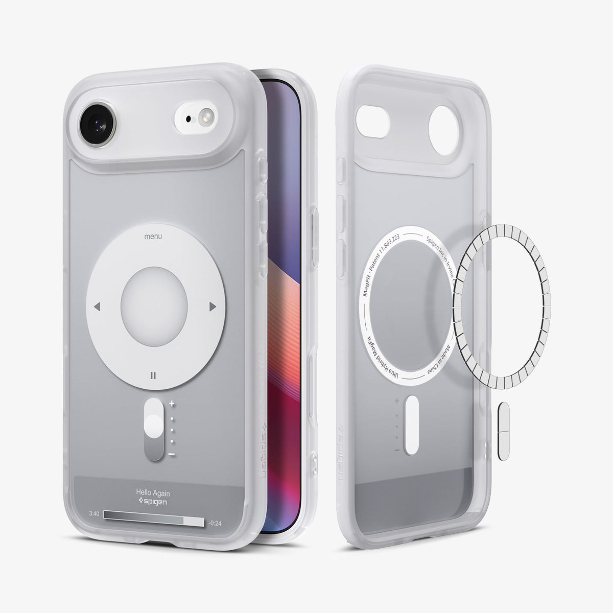 ACS10060 - iPhone 17 Air Ultra Hybrid Classic (MagFit) in Classic Silver showing the back, partial inner, partial front and sides