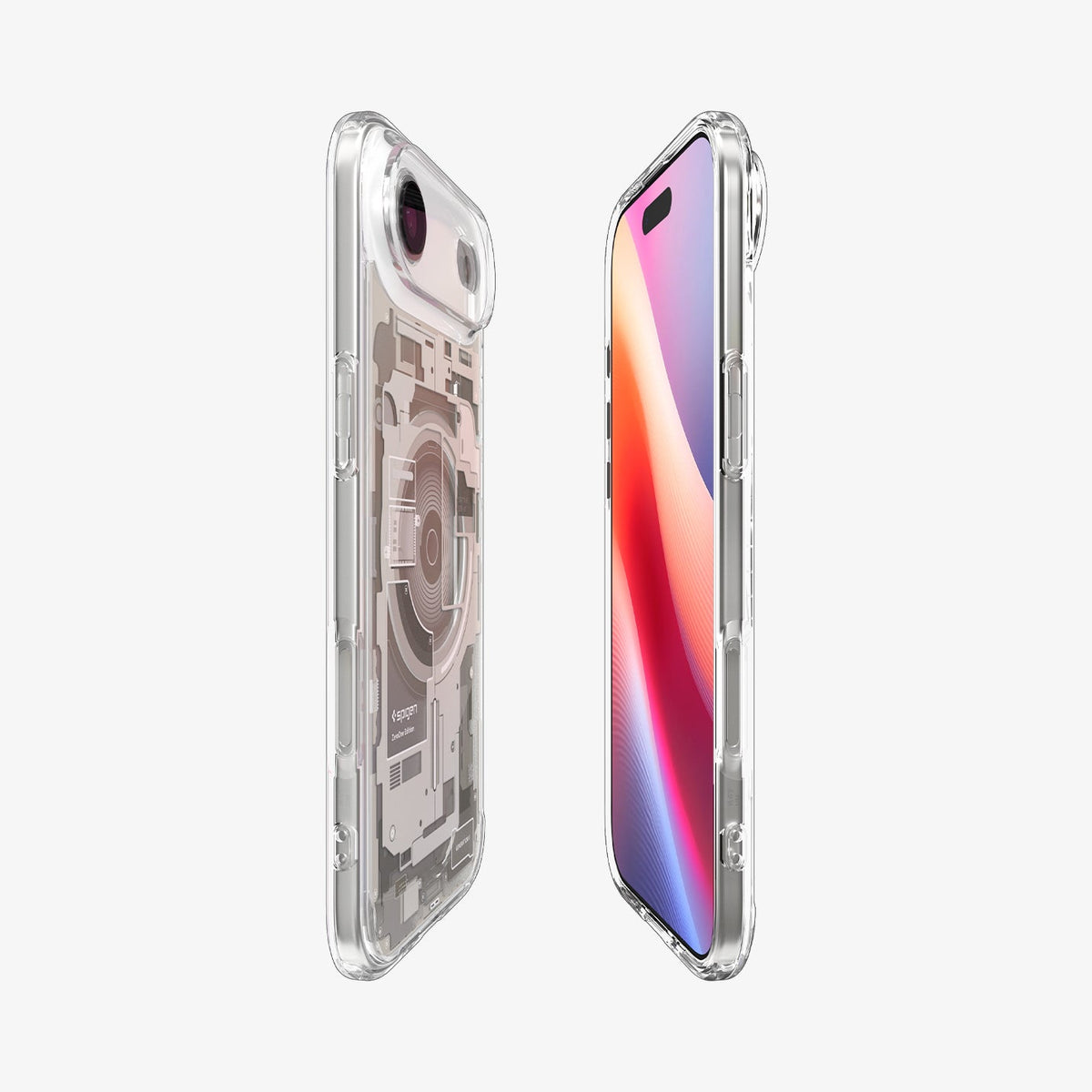 ACS10057 - iPhone 17 Air Ultra Hybrid Zero One (MagFit) in Zero One Natural Titanium showing the partial front, partial back and sides