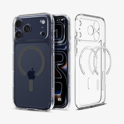 ACS10036 - iPhone 18 Pro Max / iPhone 17 Pro Max Ultra Hybrid (MagFit) in Clear Graphite showing the back, partial inner, partial front and sides