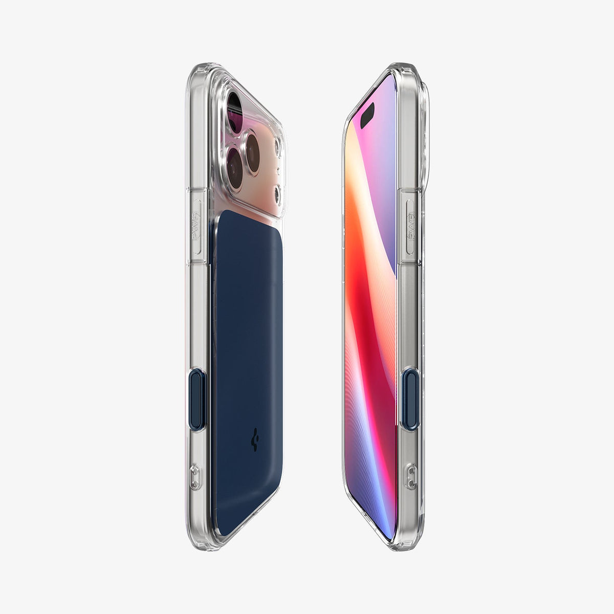 ACS10470 - iPhone 17 Pro Ultra Hybrid T (MagFit) in Matte Blue showing the partial back, partial front, and sides