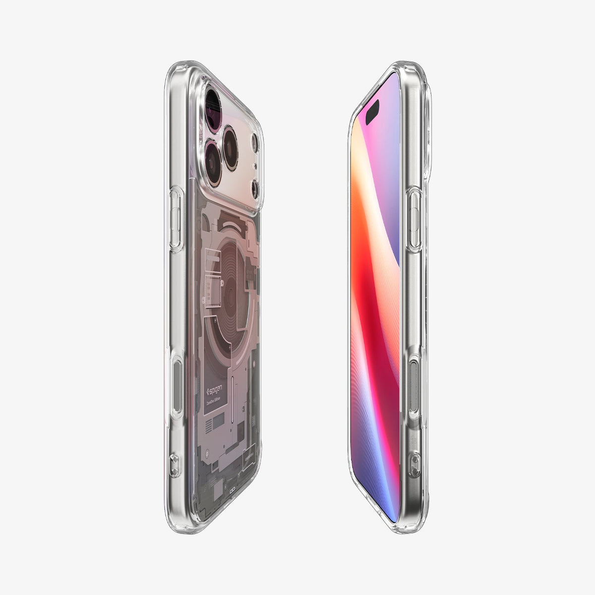 ACS10041 - iPhone 17 Pro Max Case Ultra Hybrid Zero One (MagFit) in Zero One Natural Titanium showing the partial front, partial back and sides