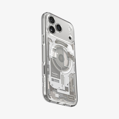 ACS10072 - iPhone 17 Pro Case Ultra Hybrid Zero One (MagFit) in Zero One Natural Titanium showing the back and side