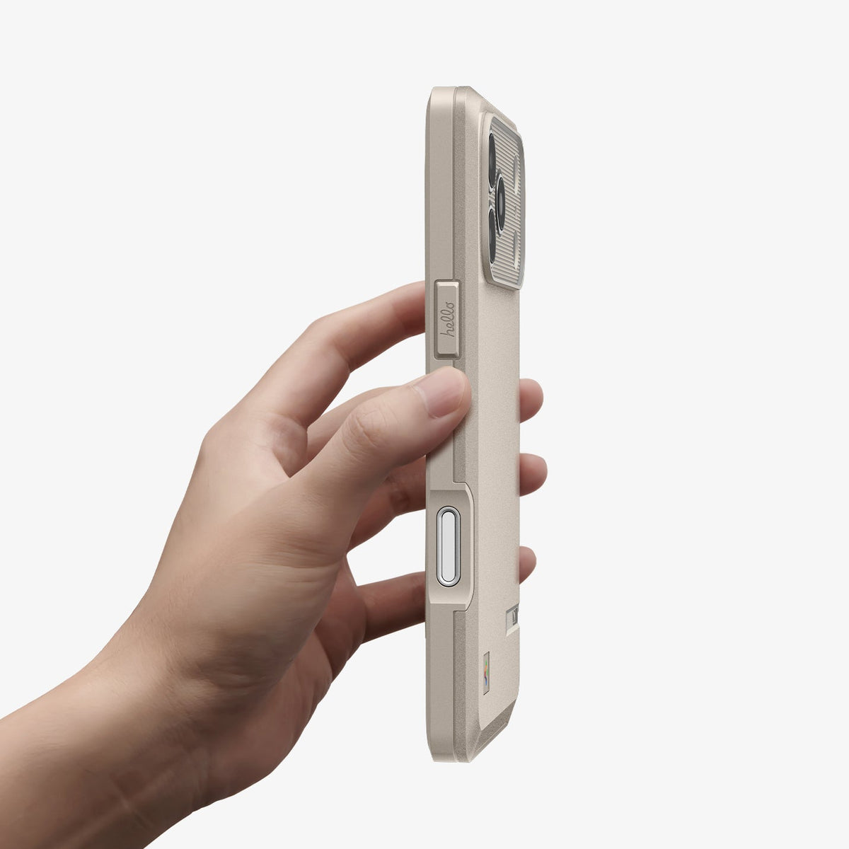 ACS10478 - iPhone 17 Pro Max Classic LS MagFit case showing side holding with hand