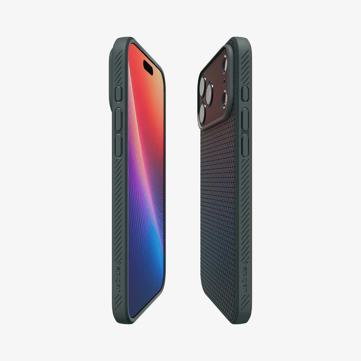 ACS09944 - iPhone 17 Pro Liquid Air in Abyss Green showing the partial back, partial front and sides