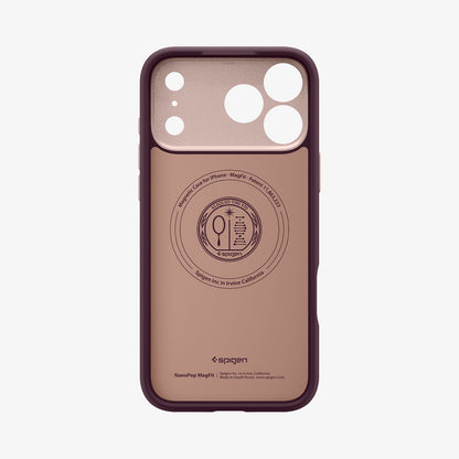 ACS09967 - iPhone 18 Pro / iPhone 17 Pro Nano Pop (Mag Fit) in Burgundy Bean showing the interior of the case with an integrated magnetic ring and precision camera cutouts