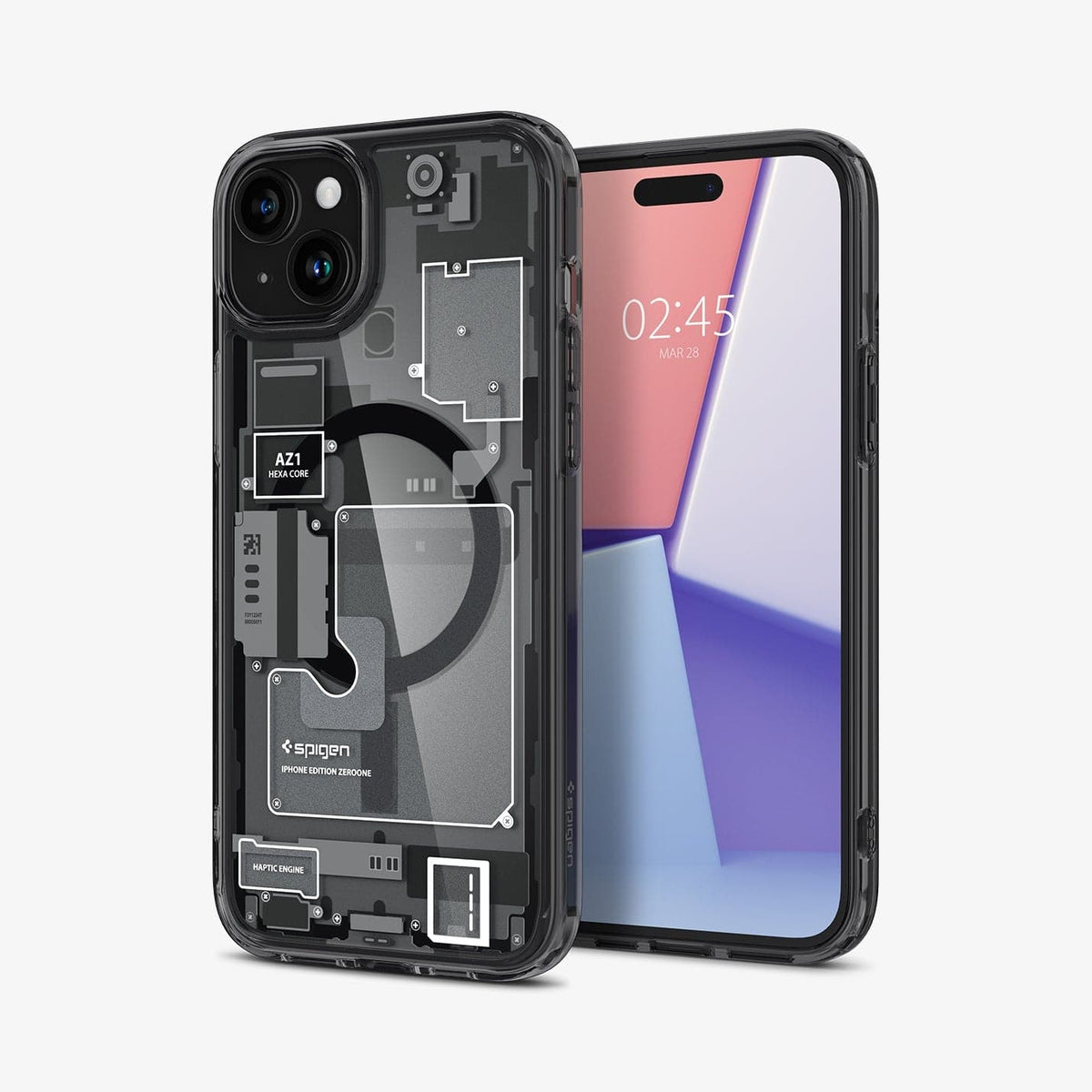 ACS06664 - iPhone 15 Plus Case Ultra Hybrid Zero One showing the back and front