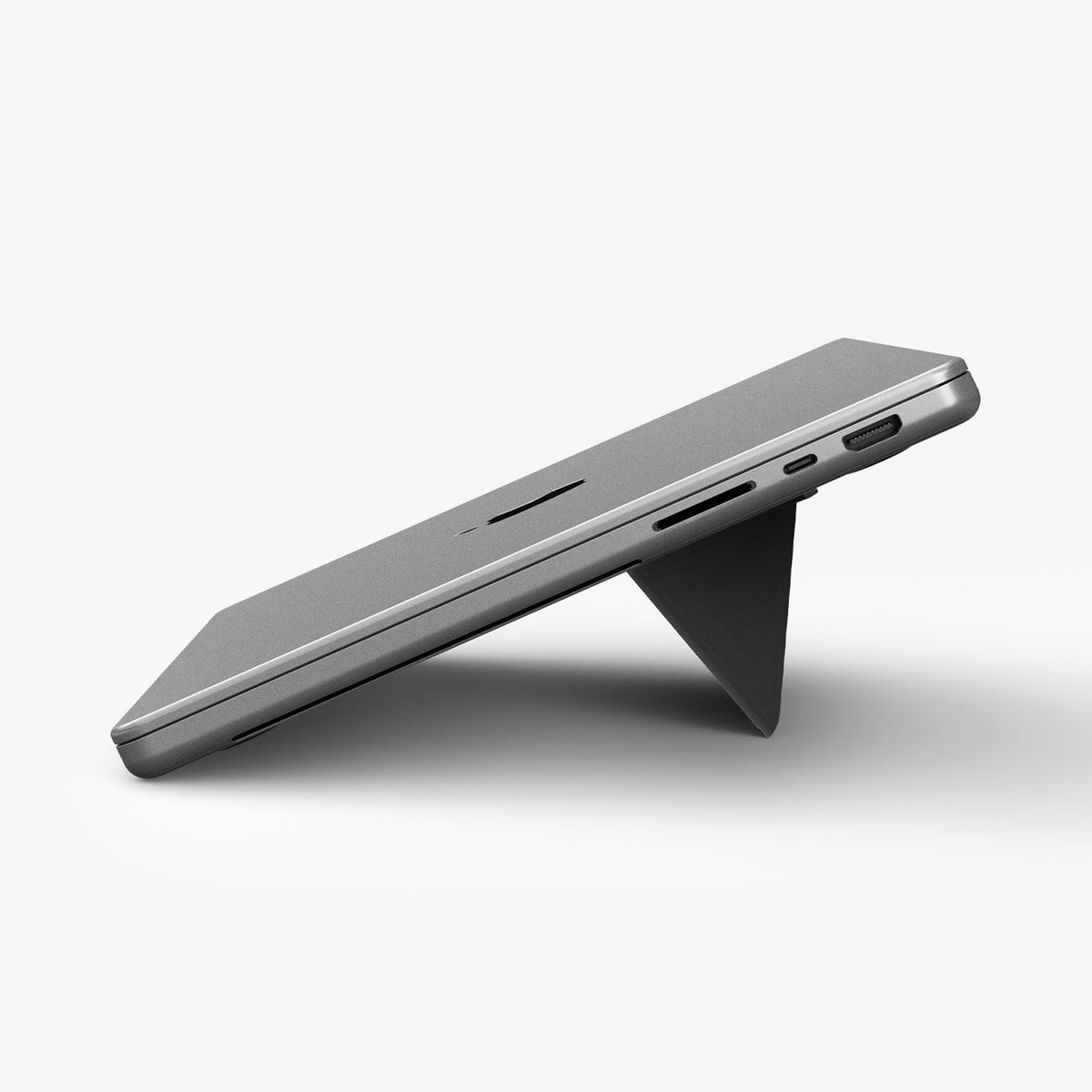 AMP10403 - Slim Fold Laptop Stand | LD201-S3 showing the the side view of laptop propped up by stand