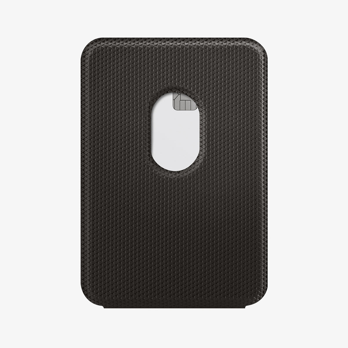 AMP02766 - MagSafe Card Holder Smart Fold Wallet (MagFit) in gunmetal showing the back with card in slot