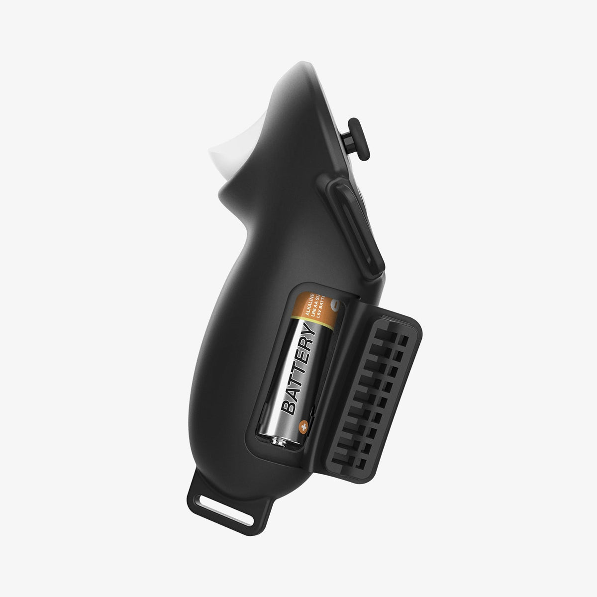 ACS07550 - Meta Quest 3 Case Silicone Fit in Black showing the side with battery cover open exposing the battery inside the battery slot