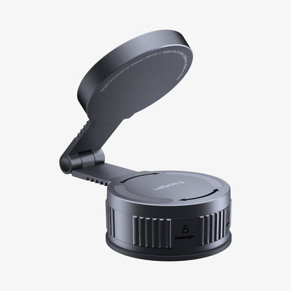 ACP11659 - Adhesive Dashboard Car Mount | MFT35-1 (Mag Fit) showing the mount open at an angle with the metal ring tilted back from the locking base