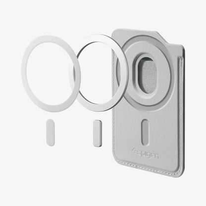 AFA10803 - MagSafe SleekBand Card Holder | 3 Cards (MagFit) in Urban Gray showing magnet hovering on the holder