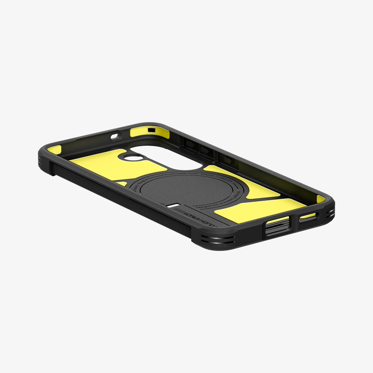ACS09010 - Galaxy S25 Case Tough Armor AI (MagFit) in Abyss Green showing the inner, partial side and bottom of a case