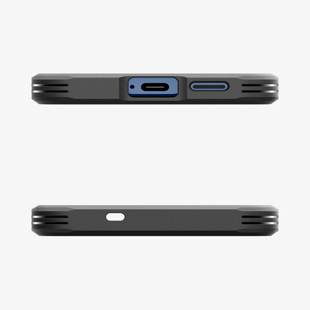 ACS09009 - Galaxy S25 Case Tough Armor AI (MagFit) in Gunmetal showing the top and bottom