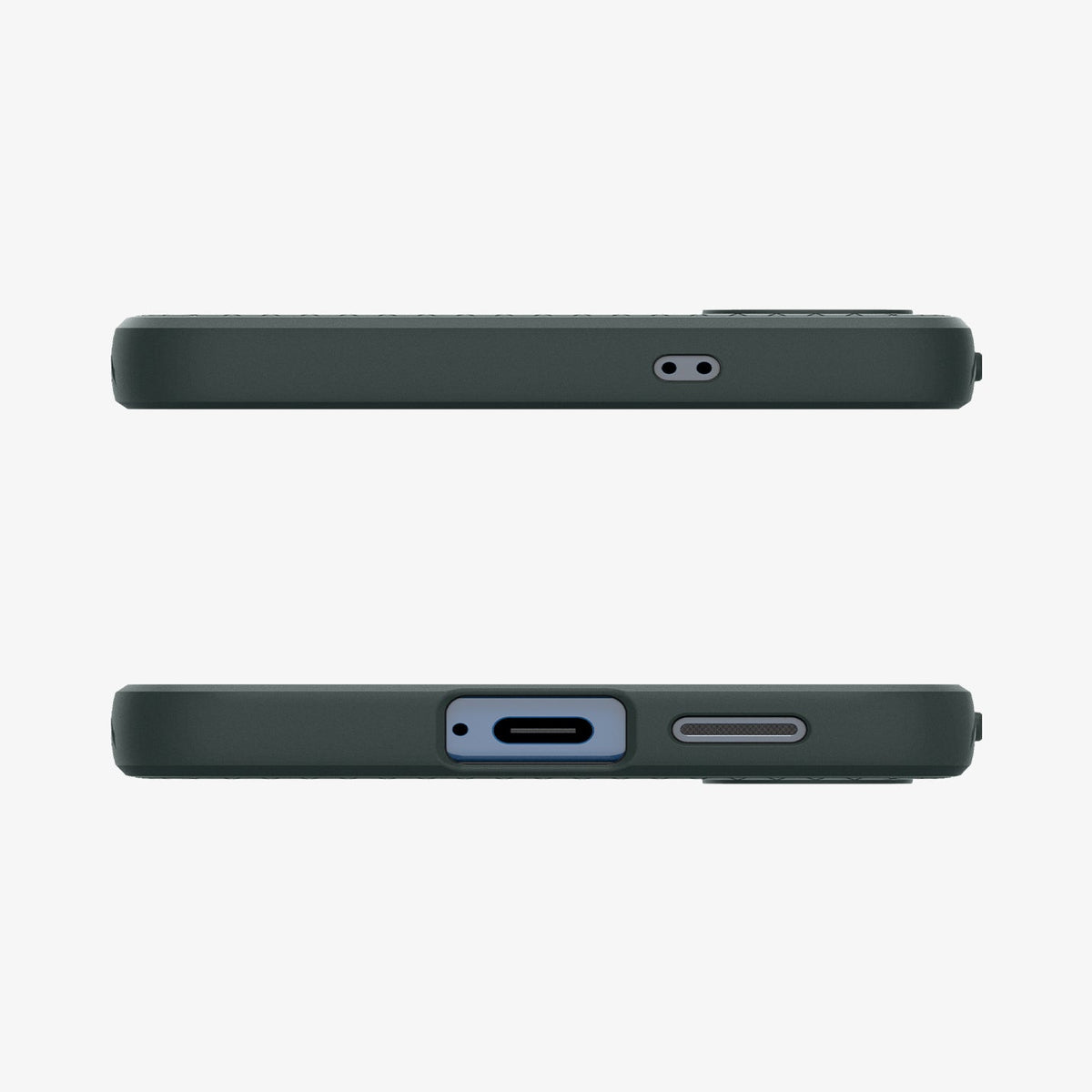 ACS09001 - Galaxy S25 Case Liquid Air in Abyss Green showing the top and bottom