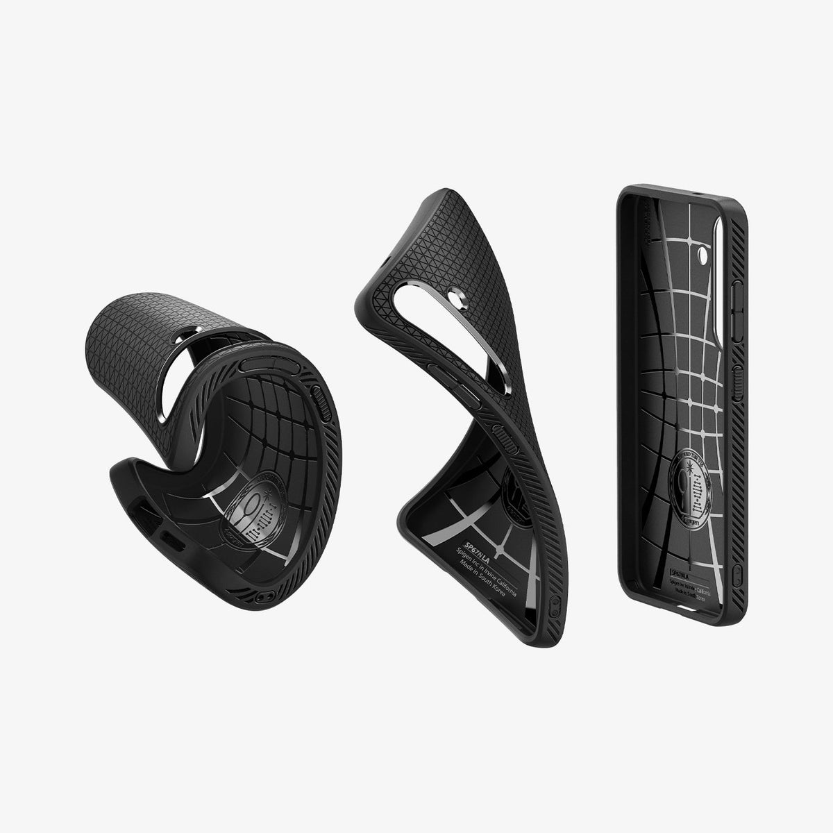 ACS08979 - Galaxy S25 Plus Case Liquid Air in Matte Black showing the inner and partial sides showing durability and flexibility