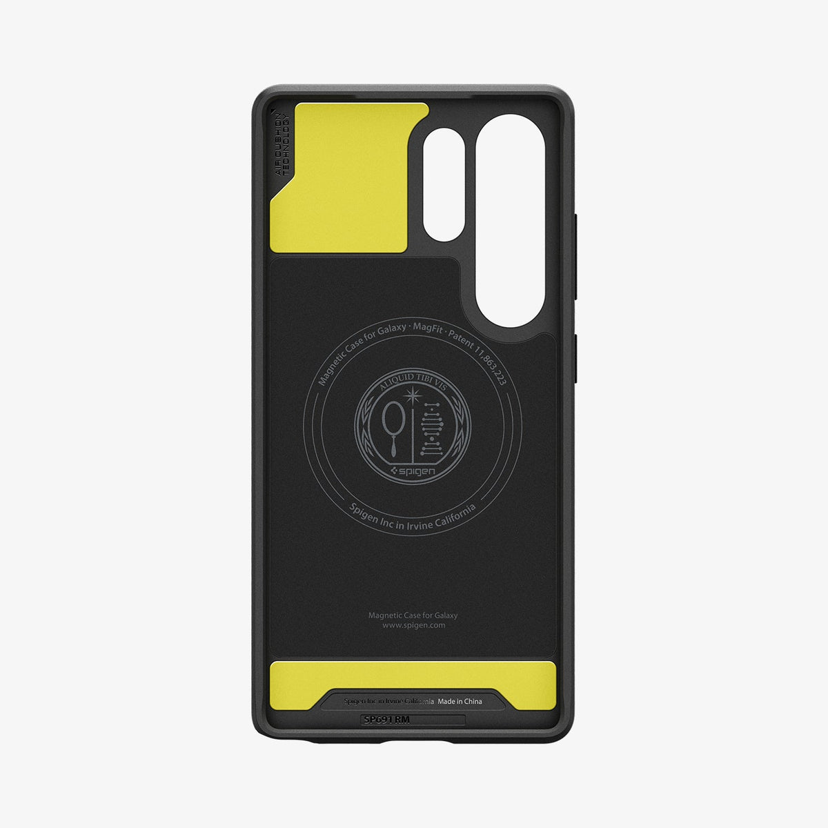 ACS08951 - Galaxy S25 Ultra Case Rugged Armor (MagFit) in Matte Black showing the inner