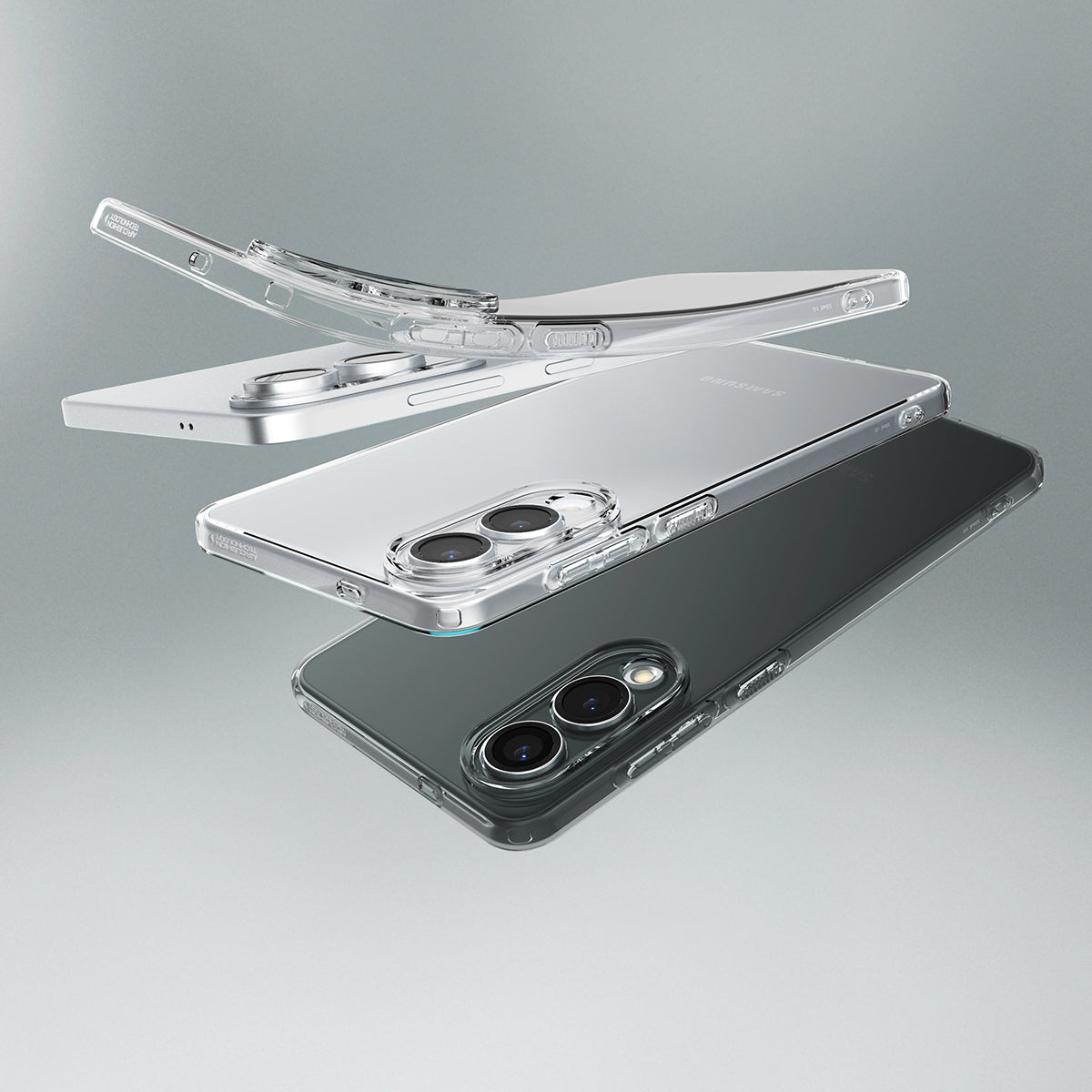 ACS09425 - Galaxy S25 Edge Case Liquid Crystal in Crystal Clear showing the partial back, sides and top