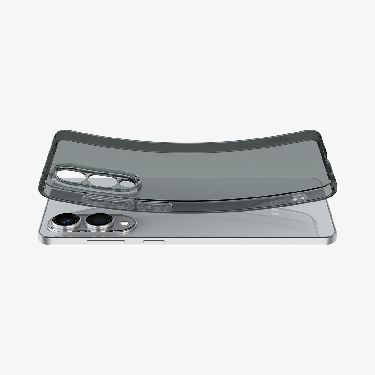 ACS09426 - Galaxy S25 Edge Case Liquid Crystal in Space Crystal showing the back, sides case slightly bent downward hovering above the case