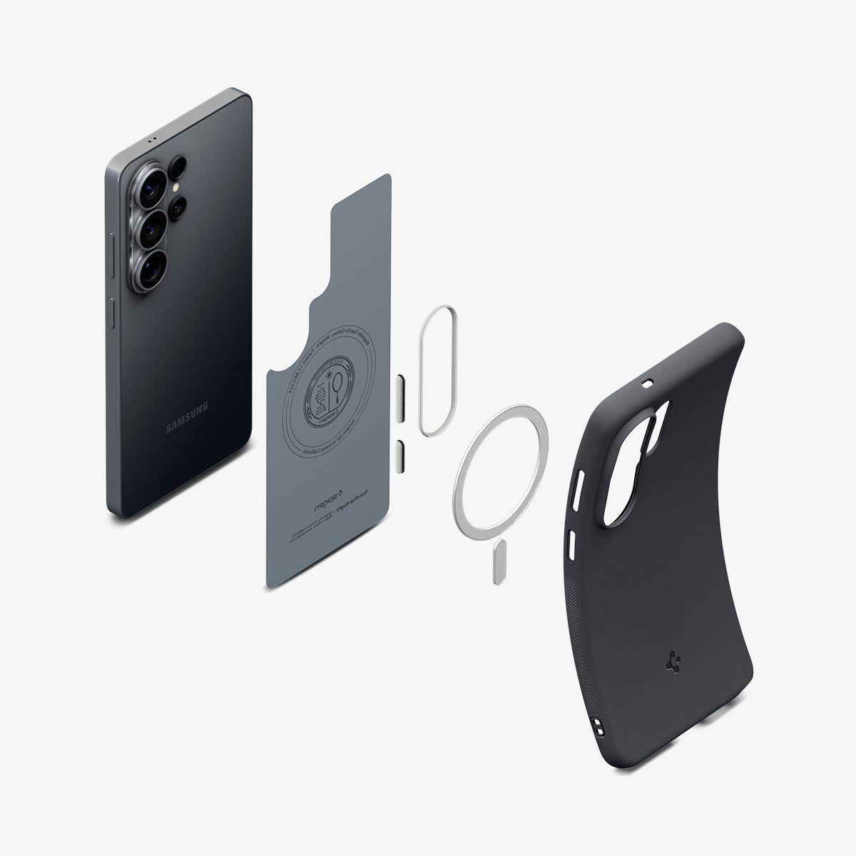 ACS11038 - Galaxy S26 Ultra Nano Pop (Mag Fit) in Black Sesame showing 3D view of case and phone, showing the impact foam technology in the case and magfit