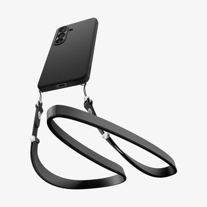ACS11042 - Galaxy S26 Plus Liquid Air in Matte Black showing the back with lanyard