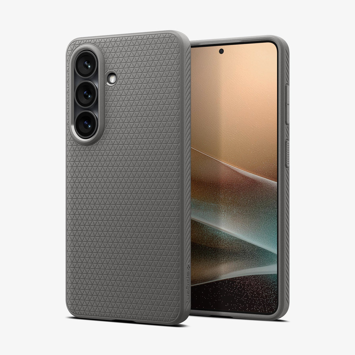 ACS11216 - Galaxy S26 Liquid Air in Marble Gray showing the back with the device, partial back case only, partial front and sides