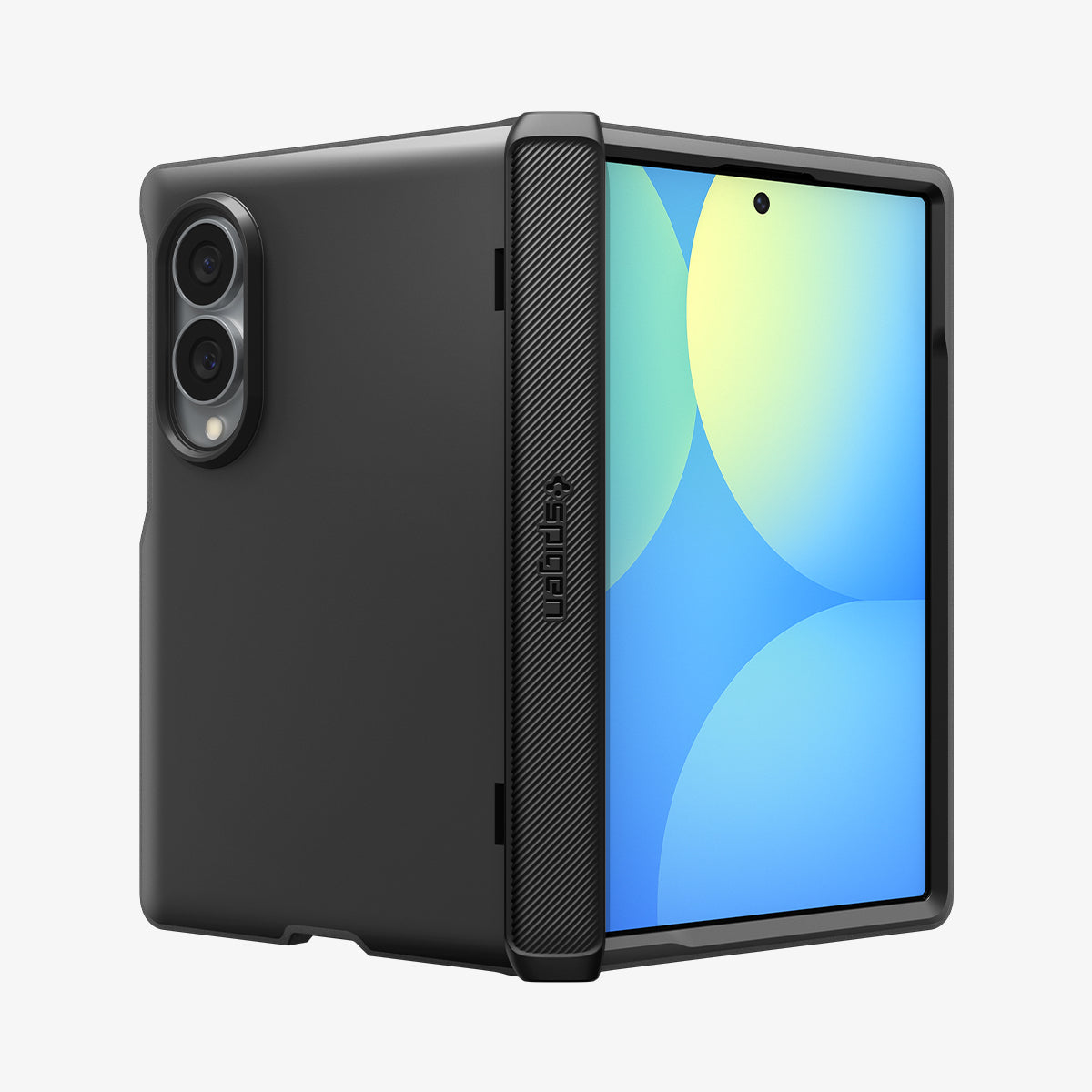 ACS11557 - Galaxy Z Fold 8 Slim Armor Pro (Mag Fit) Black showing two Galaxy Z Fold 8 units with the Slim Armor Pro MagFit case, front and back angled views highlighting the dual camera cutout and hinge bar.
