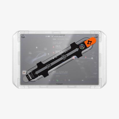 AGL10820 - Model Y Juniper (2025+) Screen Protector GLAS.tR EZ Fit | 16 inch showing the front of the installation tray