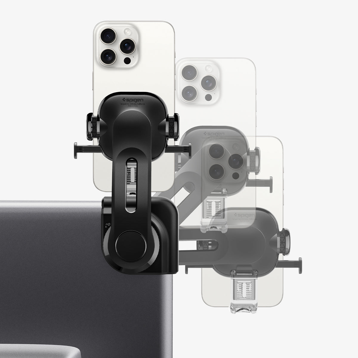 ACP07871 - Tesla Tap Lock Universal Mount ITLST90 in Black showing the back with traces of motion for viewing angle