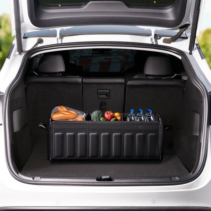 ACP08855 - Trunk Organizer TSO100 in Black showing the trunk organizer inside the back of the car