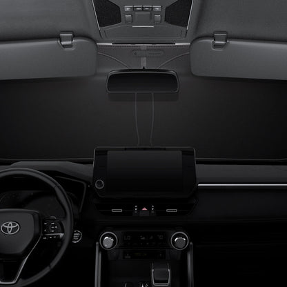 ACP09109 - RAV4 CryoShade TYO260 in Black showing the front (inside) of the vehicle with the sunshade installed