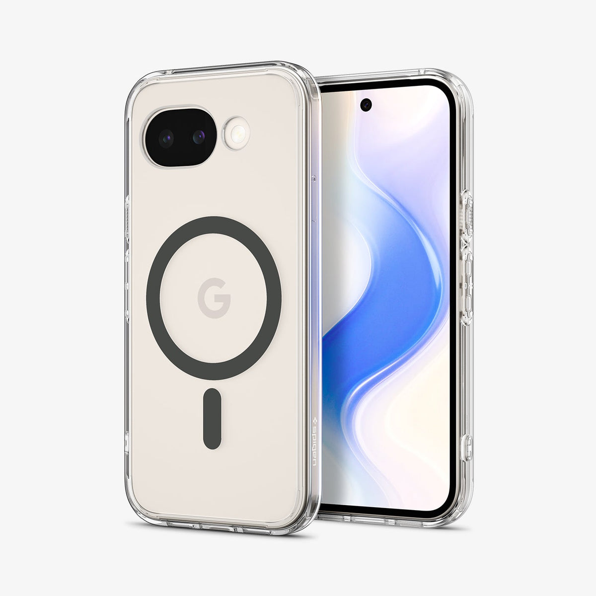 ACS11277 - Pixel 10a Ultra Hybrid Metal Ring (Mag Fit) in Clear Graphite showing the back and front
