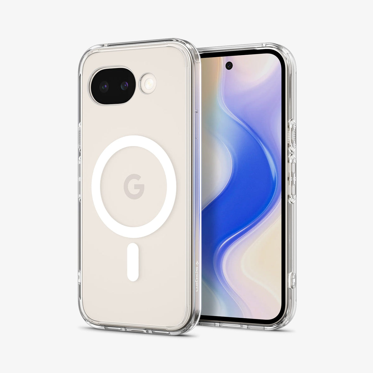 ACS11276 - Pixel 10a Ultra Hybrid Metal Ring (Mag Fit) in Clear White showing the back and front