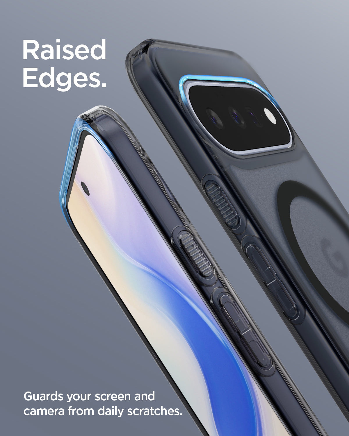 ACS11442 - Pixel 11 Ultra Hybrid (Mag Fit) Frost Black raised edges help protect the screen and camera from everyday scratches and surface contact.