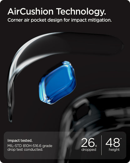 ACS09735 - Pixel 10 Pro XL Case Nano Pop (MagFit) in papaya gray showing the AirCushion technology. Corner air pocket design for impact mitigation. Impact tested. 26x dropped from a 48" height