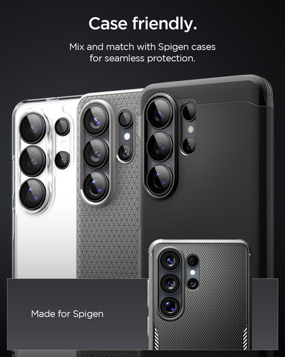 AGL11071 - Galaxy S26 Ultra Optik EZ Fit Lens Pro Protector showing case friendly. mix and match with spigen cases for seamless protection