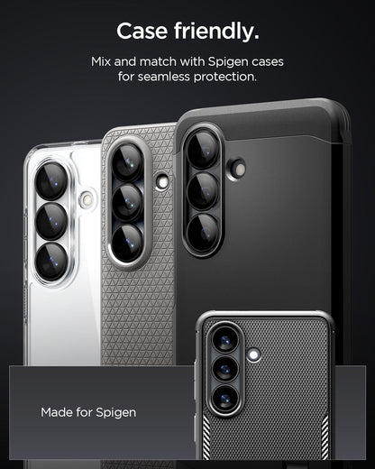 AGL11082 - Galaxy S26 Plus Optik EZ Fit Lens Pro Protector showing case friendly. mix and match with spigen cases for seamless protection