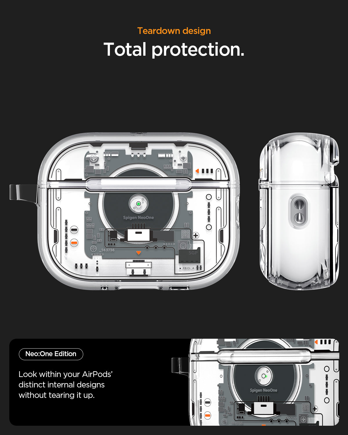 ACS09824 - AirPods Pro 3 Series Ultra Hybrid Neo One (MagFit) teardown design. total protection. neo one edition. look within your airpods' distinct internal designs without tearing it up