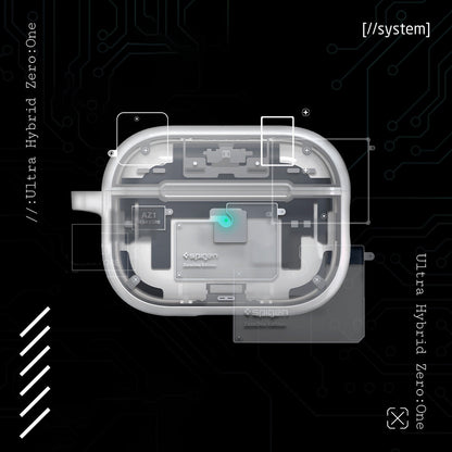 ACS07423 - AirPods Pro 2 Ultra Hybrid Zero One (MagFit) in Zero One White showing the design