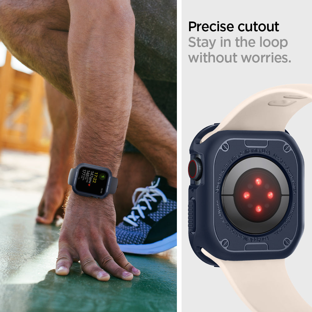 ACS02227 - Apple Watch Series (Apple Watch (41mm)) Case Rugged Armor in navy blue precise cutout stay in the loop without worries.