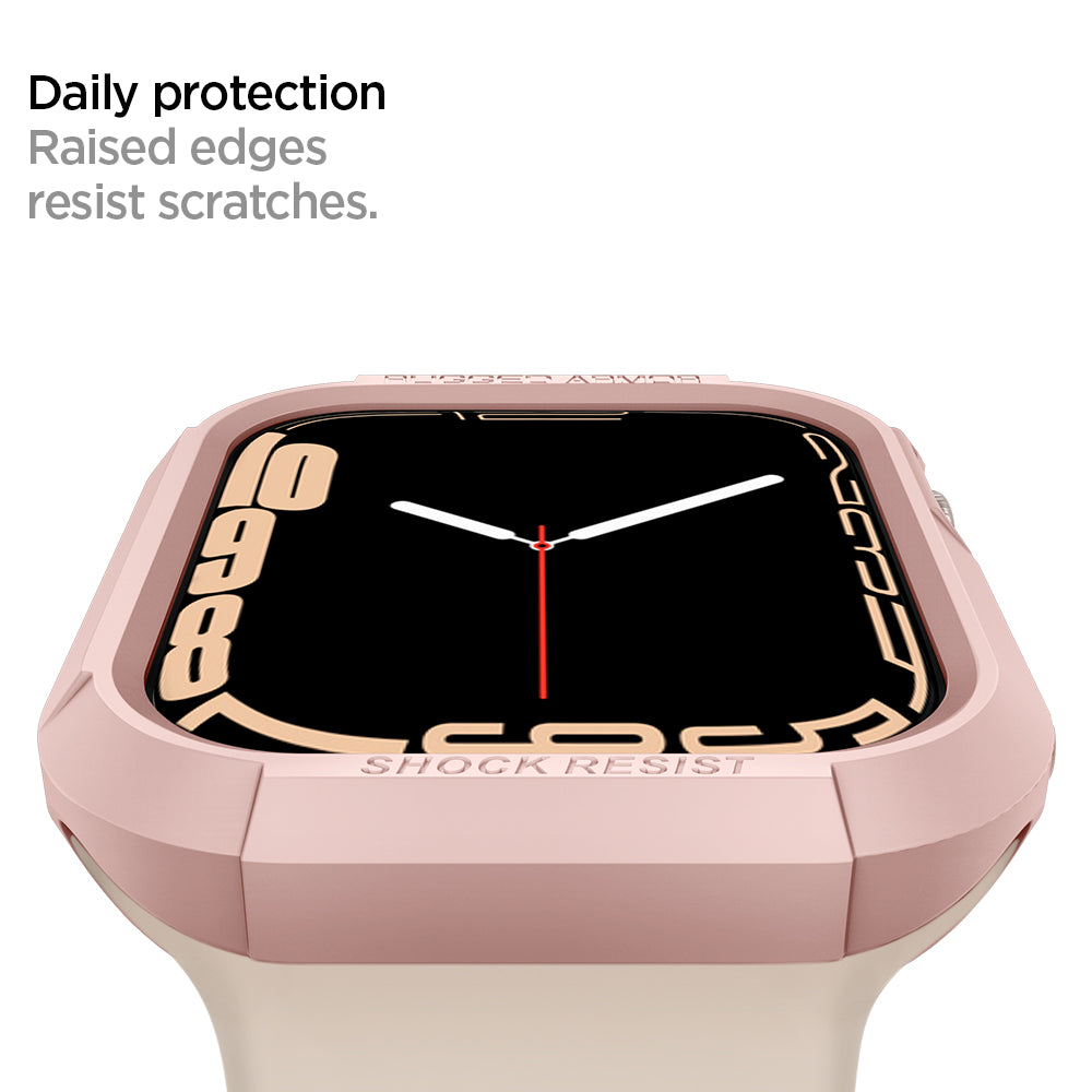 062CS24470 - Apple Watch Series (Apple Watch (45mm)) Case Rugged Armor in rose gold shows daily protection raised edges resist scratches.