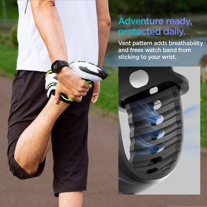 ACS09317 - Apple Watch 10 (46mm) Case Liquid Air Pro in Matte Black adventure ready, protected daily. Vent pattern adds breathability and frees watch band from sticking to your wrist.