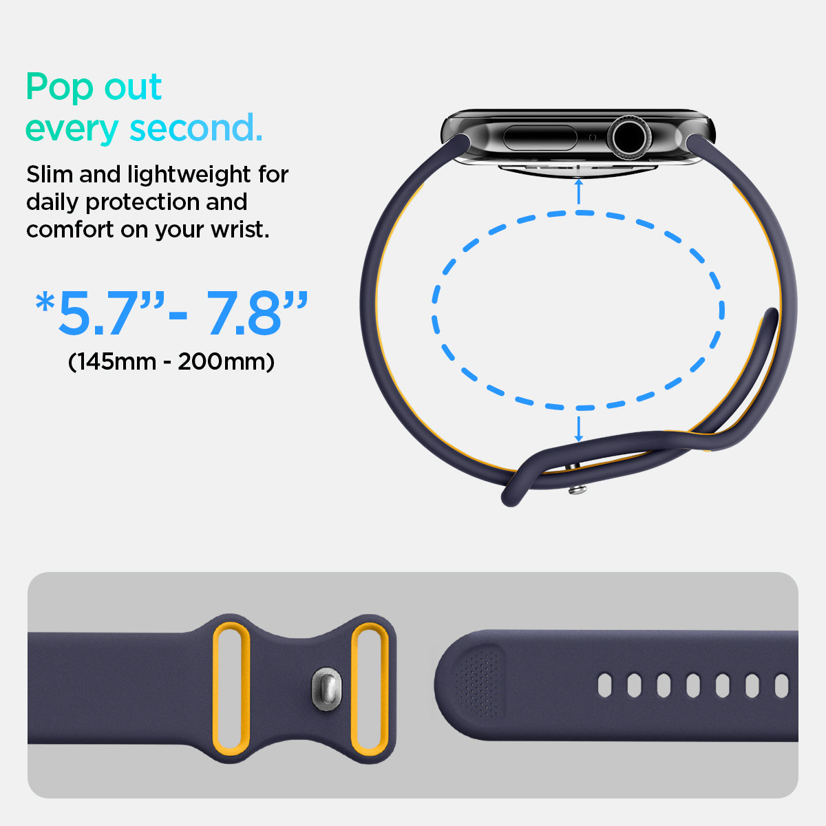 AMP09322 - Apple Watch Series - Nano Pop 46mm in Blueberry Navy pop out every second. Slim and lightweight for daily protection and comfort on your wrist. 145mm-200mm.