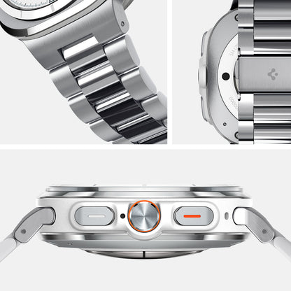 AMP08823 - Watch Ultra (47mm) Modern Fit 316L Band in Silver showing side and detail.