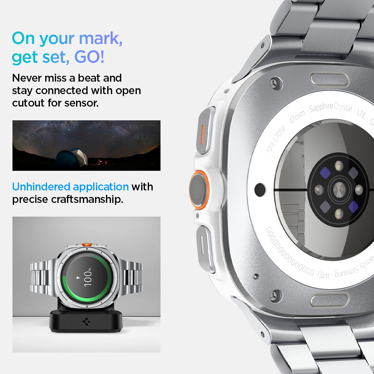 AMP08823 - Watch Ultra (47mm) Modern Fit 316L Band in Silver on your mark, get, set, go! never miss a beat and stay connected with open cutout for sensor. unhindered application with precise craftsmanship.