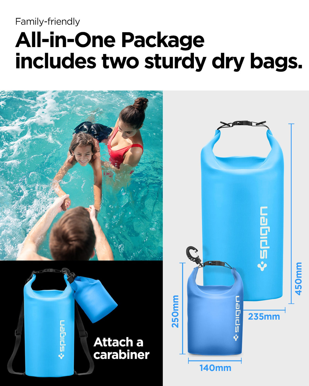 AMP06024 - AquaShield Waterproof Bag A630 in blue showing that two bags (big and small) are included