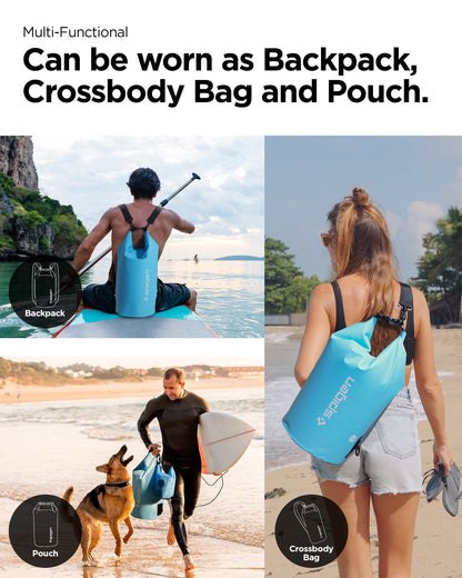 AMP06024 - AquaShield Waterproof Bag A630 in blue showing the multifunctional features of bag