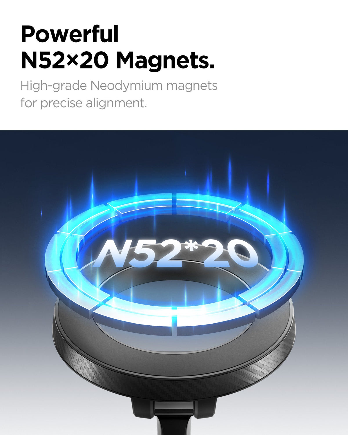ACP11172 - Spigen Mag Fit Suction Cup Mount showing N52 x20 neodymium magnet ring for strong and precise magnetic alignment