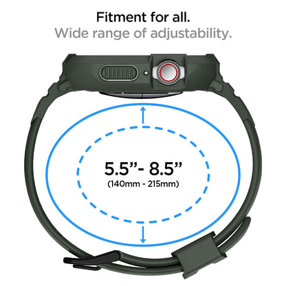 062CS26016 - Apple Watch Series (Apple Watch (45mm)) Case Rugged Armor Pro in military green fitment for all, wide range (140mm-215mm) of adjustability.