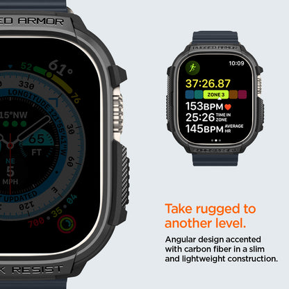 ACS05456 - Apple Watch Series (Apple Watch (49mm)) in matte black angular design accented with carbon fiber in a slim and lightweight construction. Take rugged to another level.